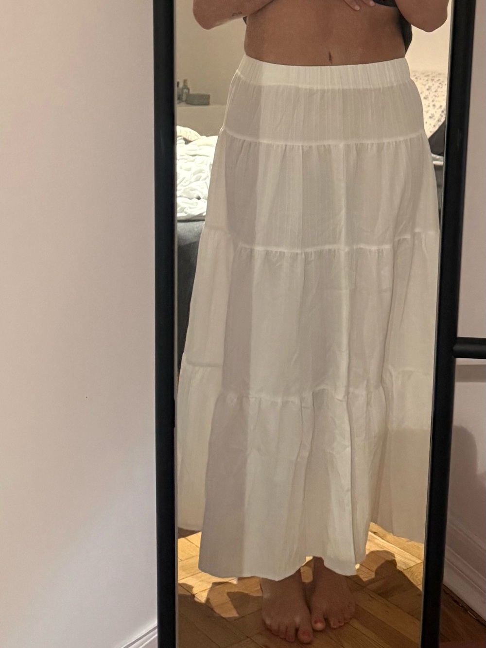 White Tiered Maxi Skirt - Women's Lightweight Summer Skirt